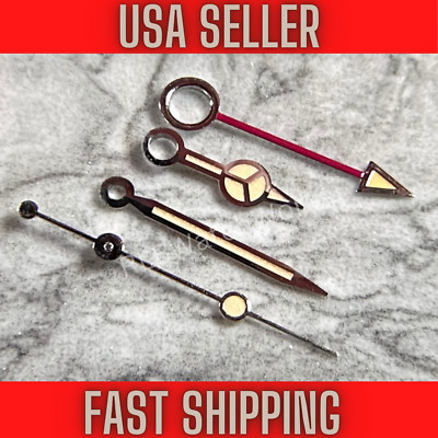 Silver ''VINTAGE'' GMT Hands Fits Seiko NH34,4R34,SSK, Green Lume, US Ship
