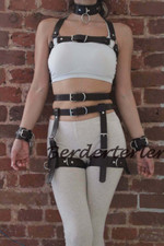 Punk Adjustable PU Leather Full Body Harness Lingerie Strap Bra Garter Belts