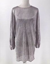 ASOS Lavender Purple Metallic Shimmer Sheer Long Sleeve Party Dress Womens Sz 4