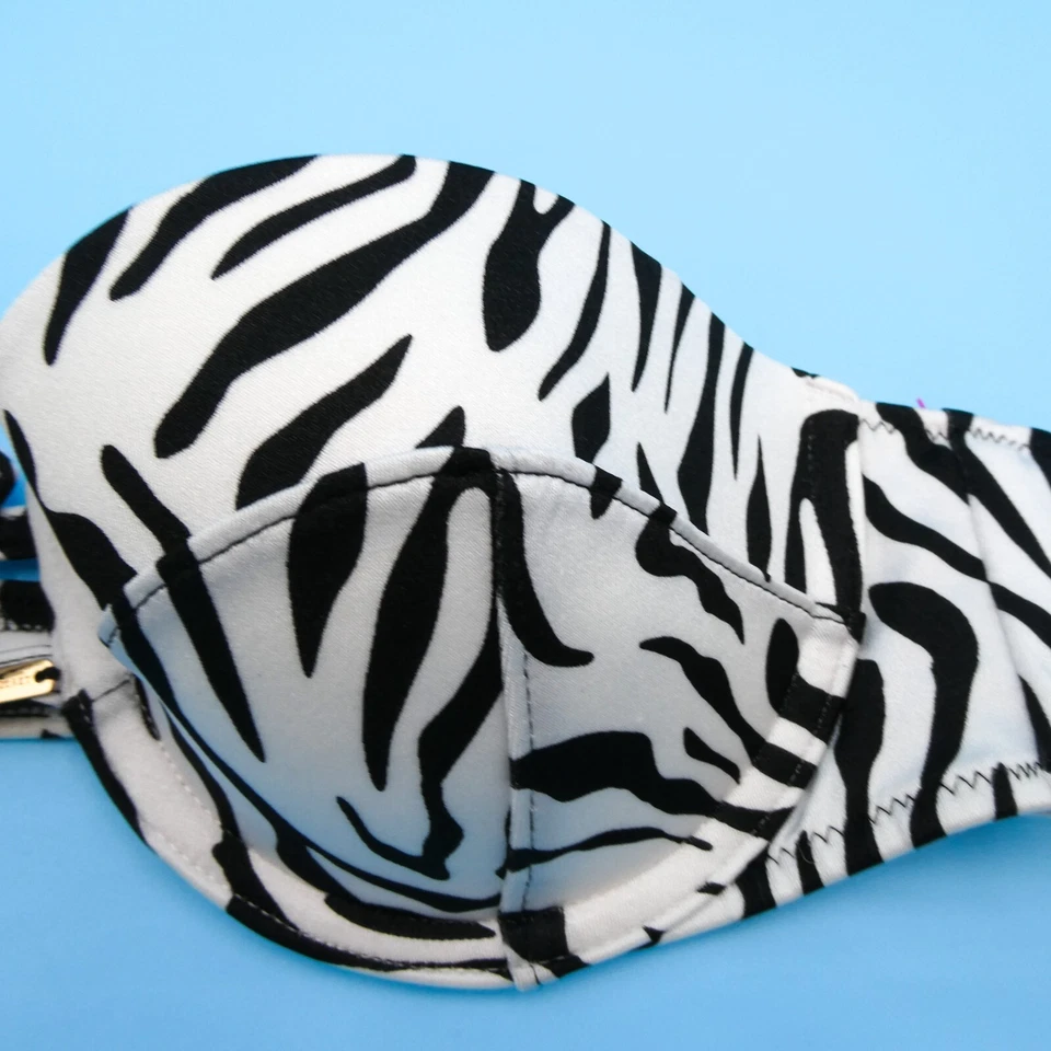 Roupa de banho Victorias Secret 34B branca zebra metal recorte bandeau acolchoado biquíni top - Imagem 4 de 4