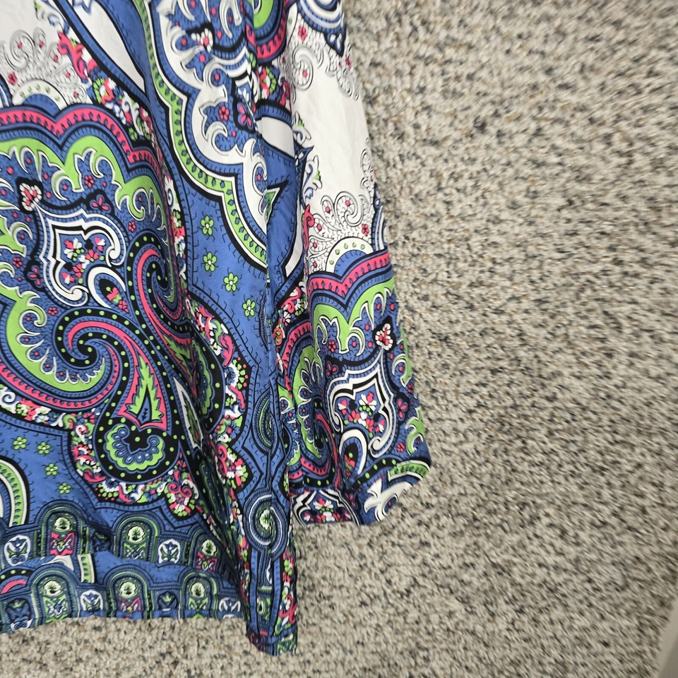 Talbots Top Womens 16P Petite Blue Silk Satin 3/4 Sleeve Blouse Neck Tie Ladies - Image 2 of 4