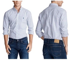 Polo Ralph Lauren Cotton Stretch LS Tattersall Blue/Pink Shirt [XL]