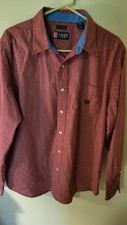 Chaps Easy Care Long Sleeve Red Plaid Button Front Dress Shirt Size XL 31 L 27 A