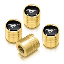 Ford Mustang In Black On Golden Aluminum Tire Valve Stem Caps Ford Mustang In Black On Golden Aluminum Tire Valve Stem Caps