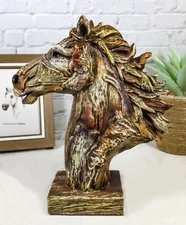 Faux Driftwood Equine Beauty Mustang Horse Head Desktop Plaque Sculpture 8.25"H