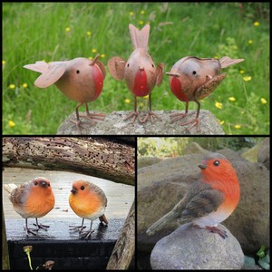 Robin Garden Ornaments Metal/Resin Outdoor Garden Bird Christmas Decoration | eBay