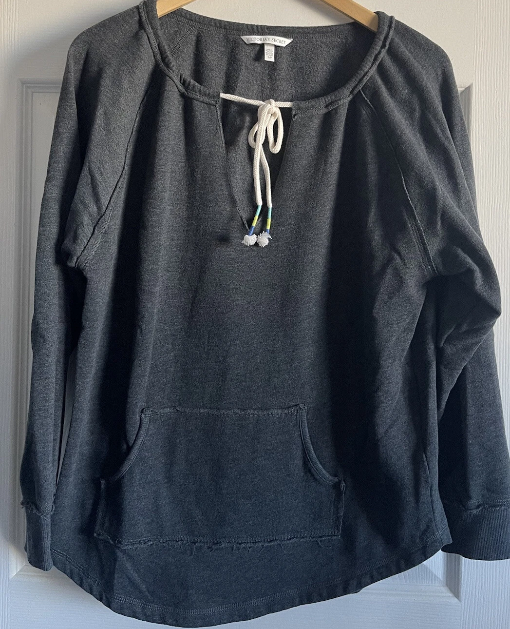 UNDERCOVER Victoria Secret Pullover Felpa S P Donna Pile Grigio Scollo a V Tasca Bassa