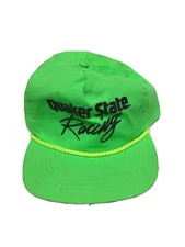 Vintage 90s Quaker State Racing Neon Green Adjustable Trucker Farmer Hat