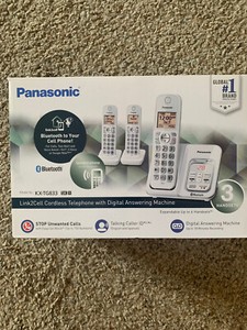 In Box Panasonic KX-TG833 SK1 Bluetooth Cordless Phones Voice Assist 3 Handsets