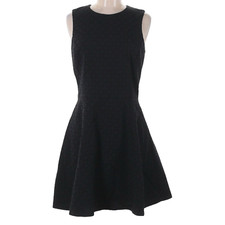 Theory Dress Womens 8 Black Fit & Flare Skater Office Neutral Basic Minimalist
