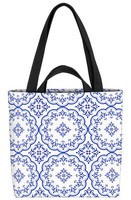 Ornament Muster Tasche Fliesen Blau Weiss Landhaus Stil Muster Gemustert Bad