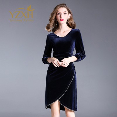 vestito velluto blu