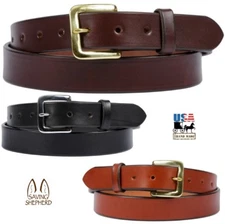 BRIDLE LEATHER BELT - 1½" Minimalist for Dress Work 3 Colors Amish Handmade USA