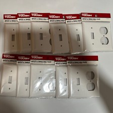 Combination White Single Toggle Switch Outlet Wall Plate Cover 2 Gang lot 11