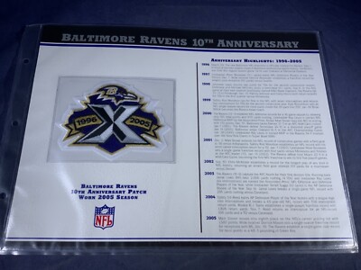 F5-65 NFL PATCH - BALTIMORE RAVENS 10th ANNIVERSARY - 2005