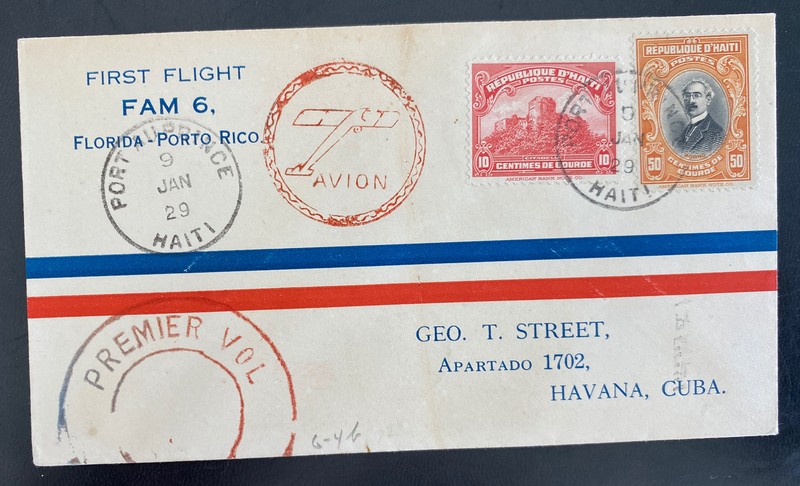 1930 Port Au Prince Haiti First Flight Airmail Cover To Puerto Rico