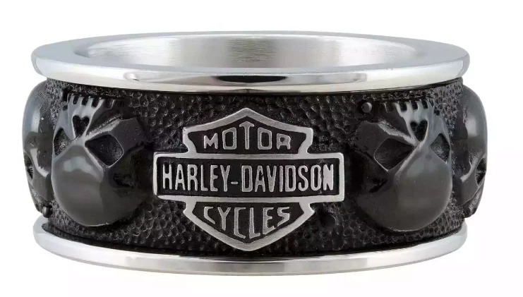 Alianza de boda Harley-Davidson anillo giratorio de acero inoxidable negro 197 / HSR0097 Foto 2 de 2