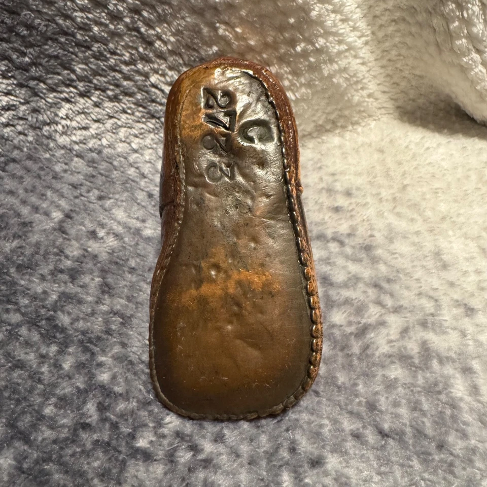 Vintage Bronzed Dipped Baby Shoe Decor Single Shoe Stamped C 2733 - Image 4 of 4