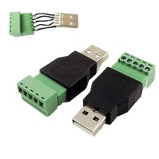 10x USB 2.0 Type A Male to 5 Pin Screw w/ Shield Terminal Plug Adapter Connector