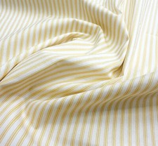 Cotton Fabric - Yellow & Ivory Ticking Stripe - Craft Fabric Material Metre