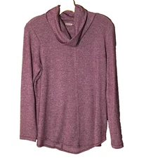 Max Studio Womens Medium Long Sleeve Pullover Cowl Purple Heather Top Cozycore