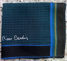 MAN GREEN HANDKERCHIEF COTTON ART POCKET SQUARE18" HOUNDSTOOTH BLACK CLASSIC VTG