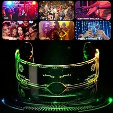 Clear Lenses 7 Color LED Flashing Light Up Visor Glasses Goggles Rave Party USVi