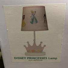 Lambs & Ivy Disney Princesses Pink Crown Nursery Lamp with Shade & Bulb