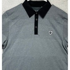 Adidas Polo Shirt Mens Large Grey Black Geometric ClimaCool Golf Performance EUC