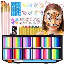 Professional 65 Colors Face Painting Kit for Kids  Adults, Non-Toxic Water B...