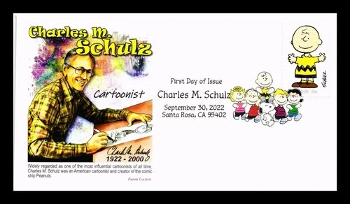DR JIM STAMPS US COVER CHARLIE BROWN PEANUTS COMICS FDC PICTORIAL CANCEL PANDA