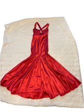 Vintage CACHE SATIN Cross Back MERMAID Rhinestone Dress Evening Gown SIZE 0