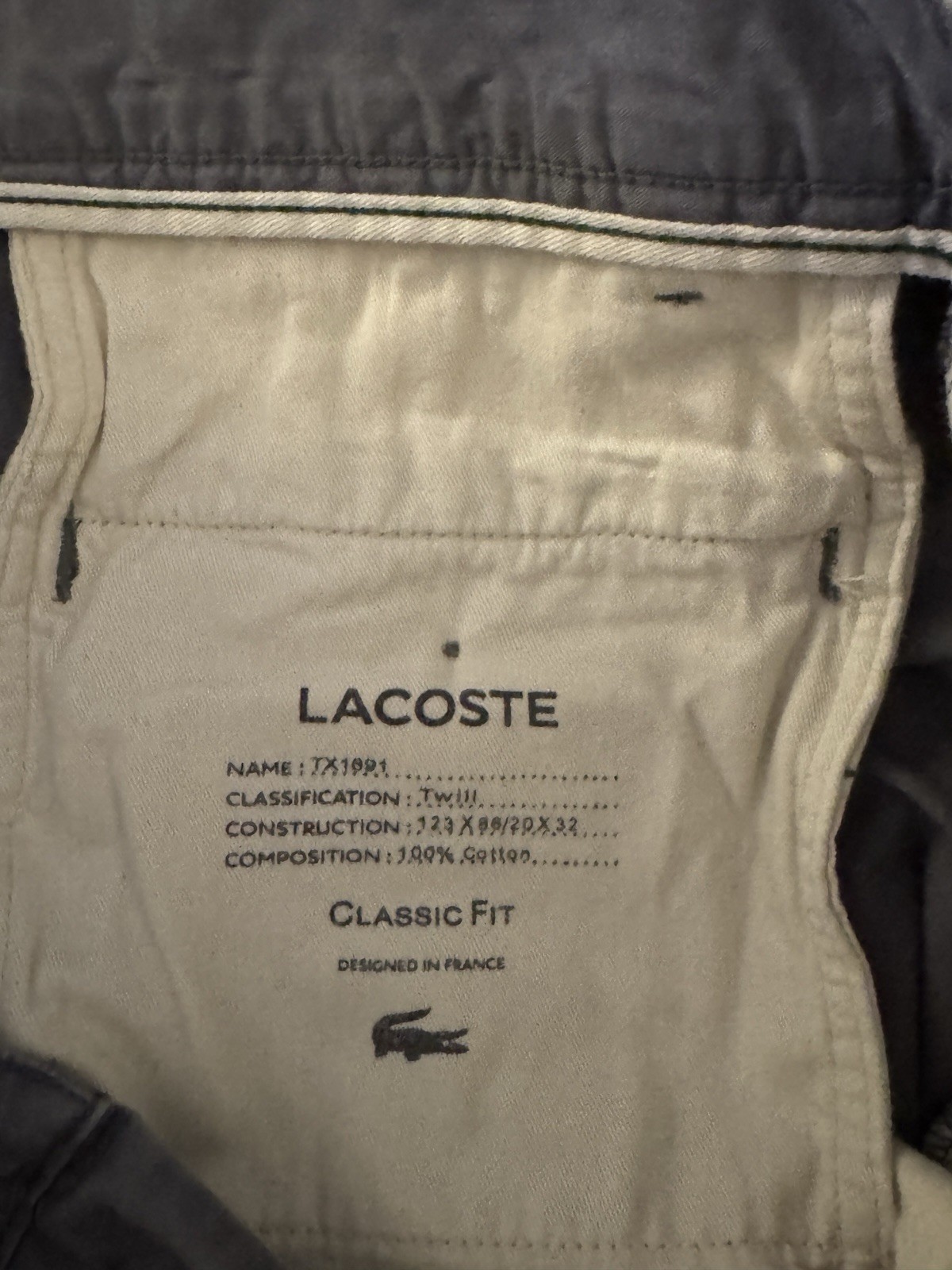 Lacoste Mens Medium Gray Chino Shorts Size 33 thumbnail 6