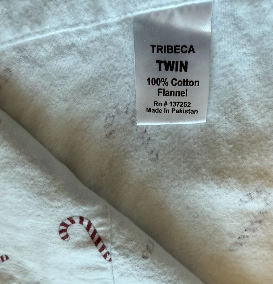 Sábanas de franela con bastón de caramelo doble Navidad vacaciones ajustables y sábanas planas rojo blanco Foto 4 de 4