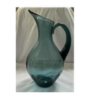 Vintage Blenko art glass pitcher, panel-optic in dusky blue