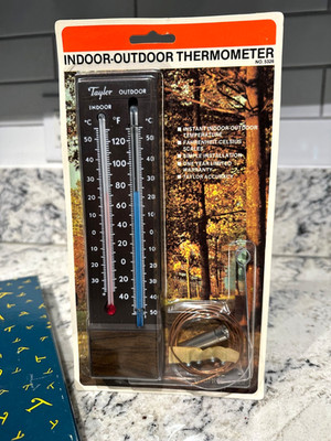 TAYLOR Vintage Indoor Outdoor Thermometer #5226 5336-1 In OG Box New Old Stock