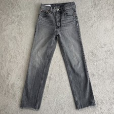 Gap Cheeky Straight Jeans Women's 26/2R Charcoal Gray Denim High Rise Button Fly