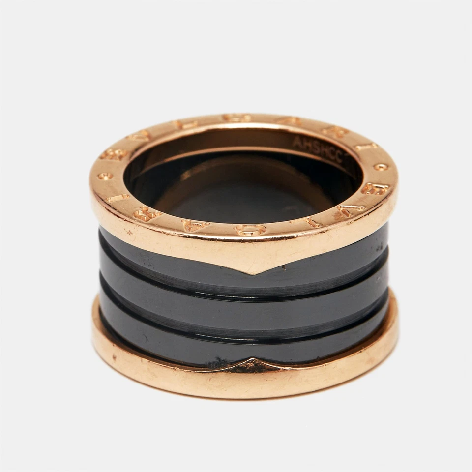 Anillo Bvlgari B.Zero1 4 bandas cerámica negra oro rosa 18k talla 50 Foto 3 de 4