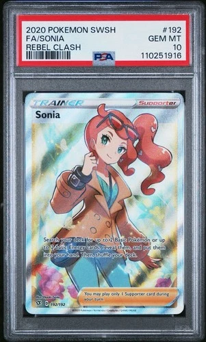 Sonia 192/192 Pokemon TCG Rebel Clash Full Art Trainer PSA 10 Gem Mint