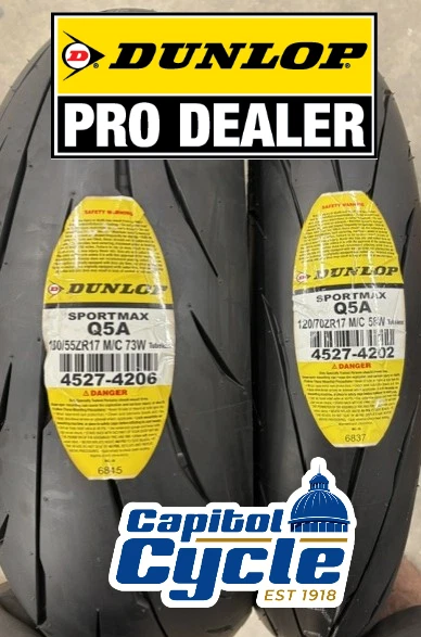 DUNLOP SPORTMAX Q5A TIRE SET 120/70ZR-17 180/55ZR-17 FRONT AND