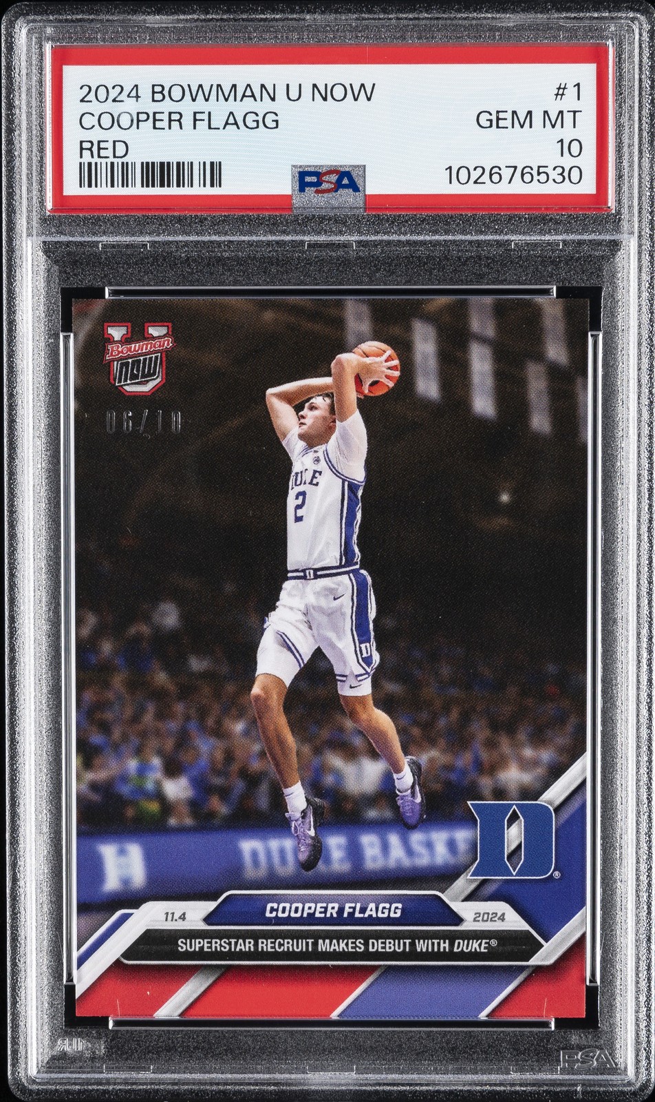 2024 BOWMAN U NOW RED #1 COOPER FLAGG 6/10 PSA 10