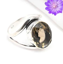 Smoky Quartz Gemstone 925 Sterling Silver Handmade Jewelry Ring All Size