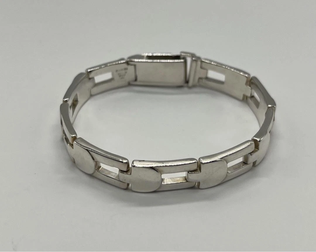 Autentico Bracciale Gucci Argento 925 G Logo Catena Vintage Misura 17cm con Scatola