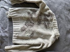 Vintage Eddie Bauer Wool Blend Cardigan Women  s M   Chunky Knit Floral