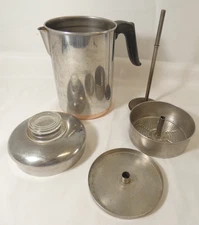 VTG Revere Ware 8 Cup Coffee Pot Percolator Pre 68 Stove Top Glass Knob Copper