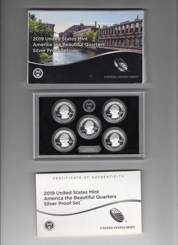 2019 UNITED STATES MINT AMERICA THE BEAUTIFUL QUARTERS SILVER PROOF SET 25¢ COIN