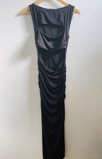 Nookie Black Cutout Ruched Bodycon Dress Sz 8 AU/UK (4 US) Rose Gold Zip 