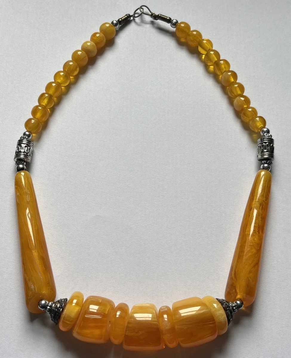 Collier Art Déco Perles D'Ambre Baltique Old Butterscotch - 34,91 G - Occasion/Ancien