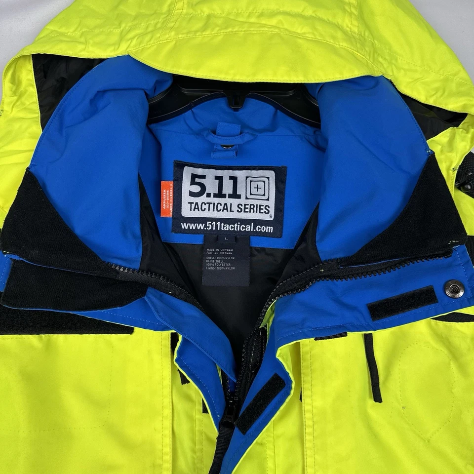 5.11 Tactical Jacket Men Blue Yellow Responder Parka Coat Hi-Vis EMS Safety Sz L - Image 2 of 4