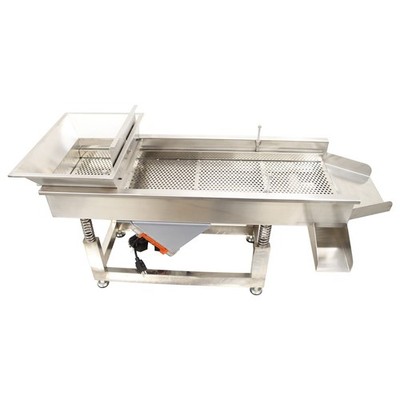 110V Stainless Steel 7mm Round Hole Linear Vibrating Screen Dual Motor 100W*2